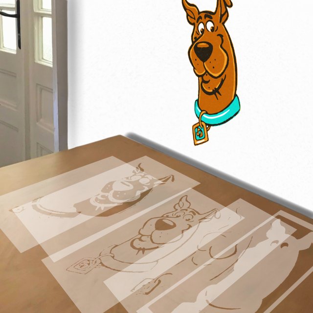 Scooby-Doo stencil in 5 layers, simulated painting