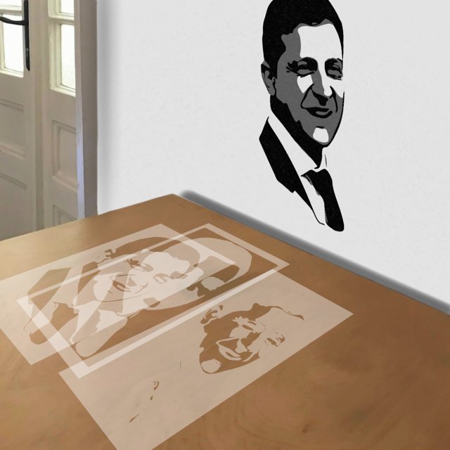 Vladimir Zelensky stencil in 3 layers, simulated painting