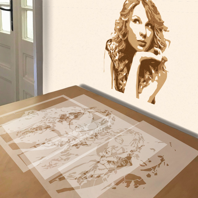 Taylor Swift stencil in 4 layers, simulated painting