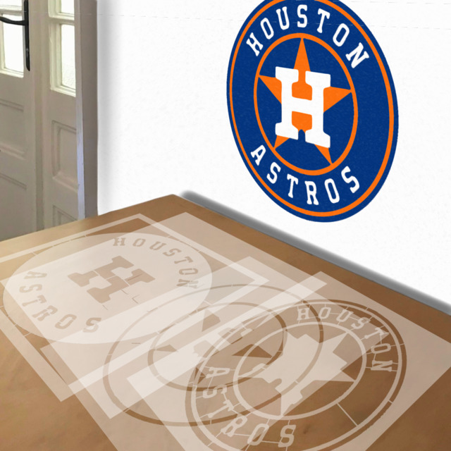 Houston Astros stencil in 4 layers, simulated painting