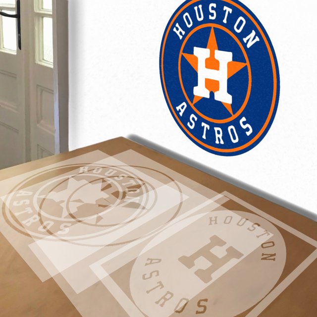 Houston Astros stencil in 4 layers, simulated painting