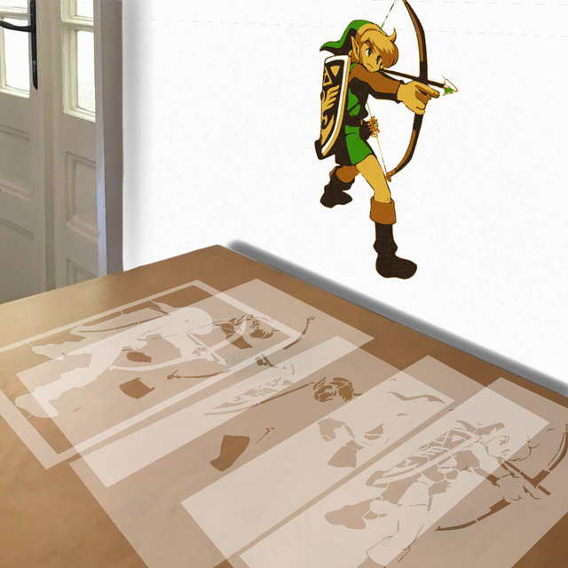 Zelda stencil in 5 layers, simulated painting
