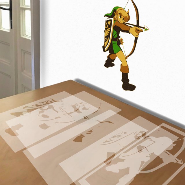 Link stencil in 5 layers, simulated painting