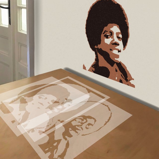 Young Michael Jackson stencil in 3 layers, simulated painting