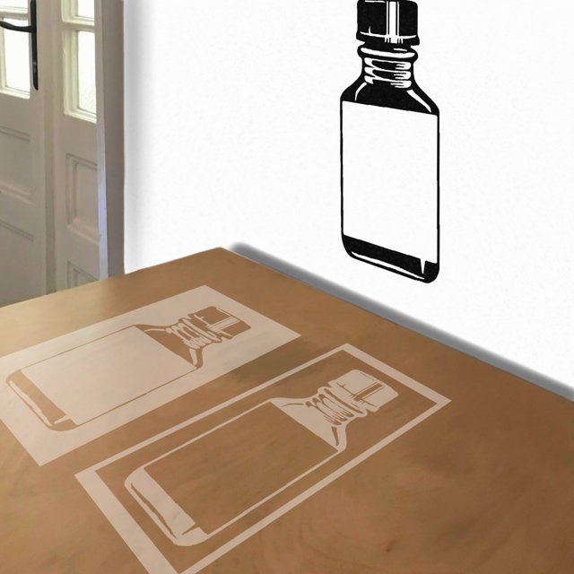 Medicine Bottle stencil in 2 layers, simulated painting