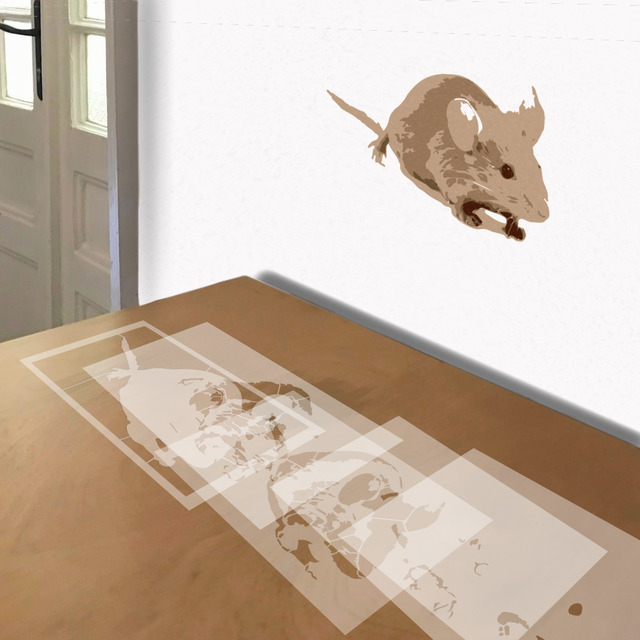 House Mouse stencil in 5 layers, simulated painting