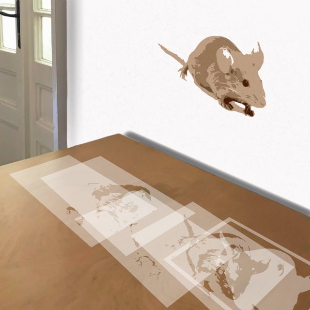 House Mouse stencil in 5 layers, simulated painting