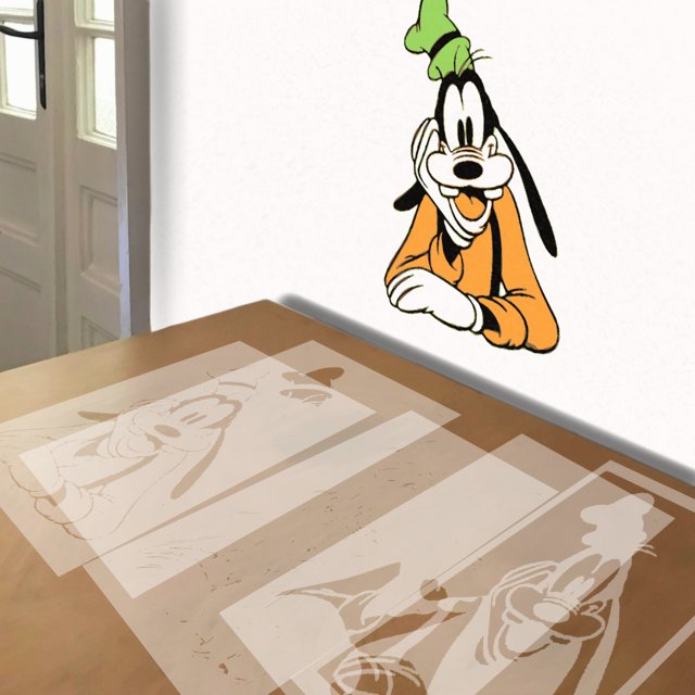 Goofy stencil in 5 layers, simulated painting