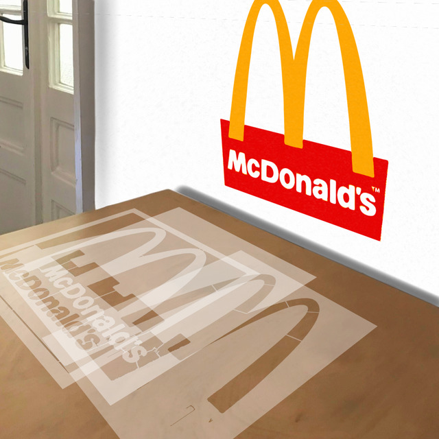 McDonald's Logo stencil in 3 layers, simulated painting
