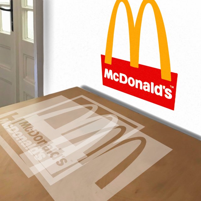 McDonald's Logo stencil in 3 layers, simulated painting