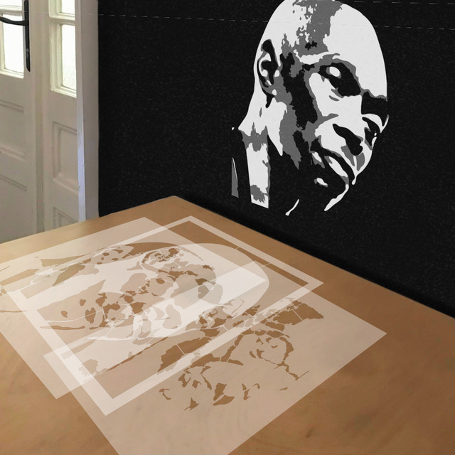 Maxi Jazz stencil in 3 layers, simulated painting