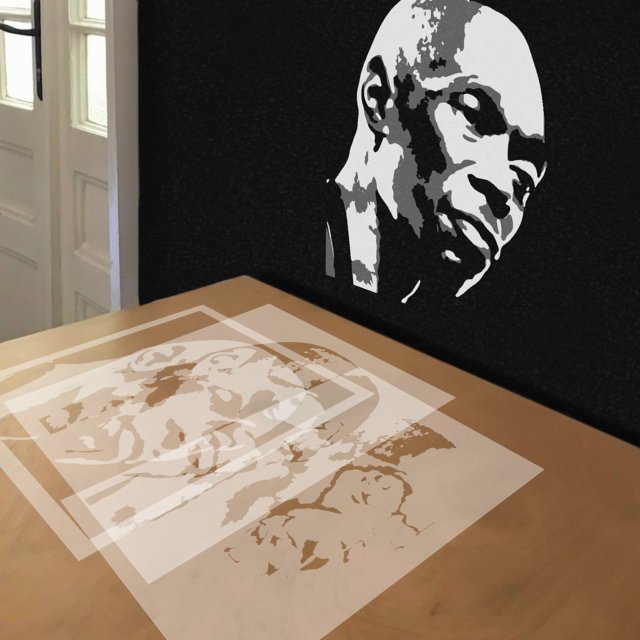 Maxi Jazz stencil in 3 layers, simulated painting