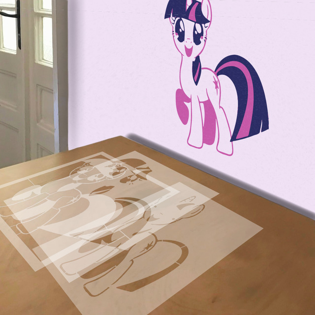 My Little Pony stencil in 3 layers, simulated painting