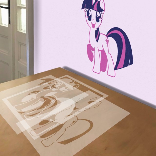 My Little Pony stencil in 3 layers, simulated painting