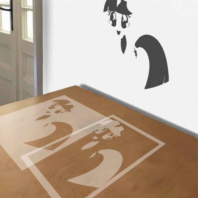 My Little Pony stencil in 2 layers, simulated painting