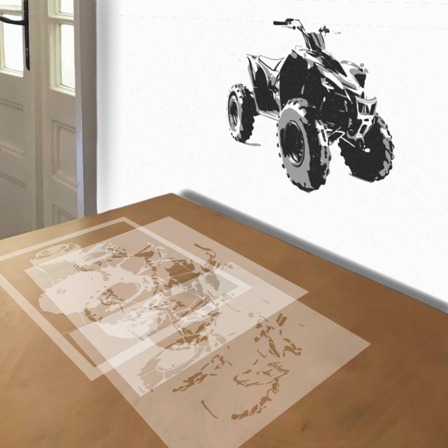 ATV stencil in 3 layers, simulated painting