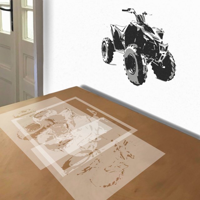 ATV stencil in 3 layers, simulated painting