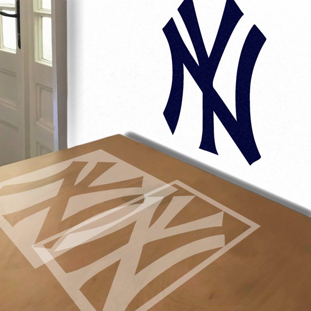 Yankees stencil in 2 layers, simulated painting