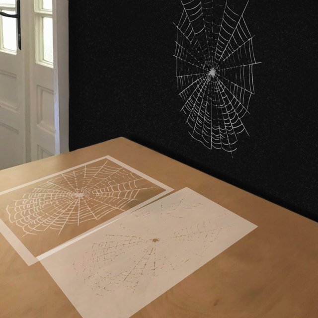 Spider Web stencil in 2 layers, simulated painting