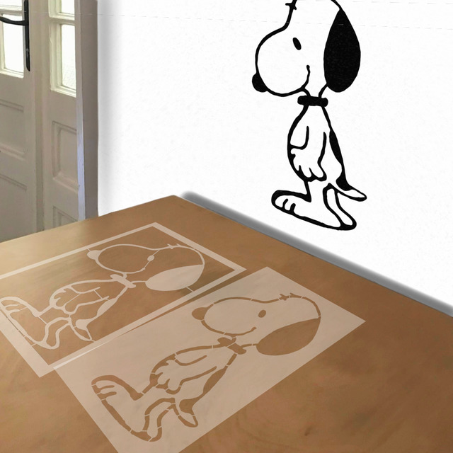 Simulated painting of stencil of Snoopy
