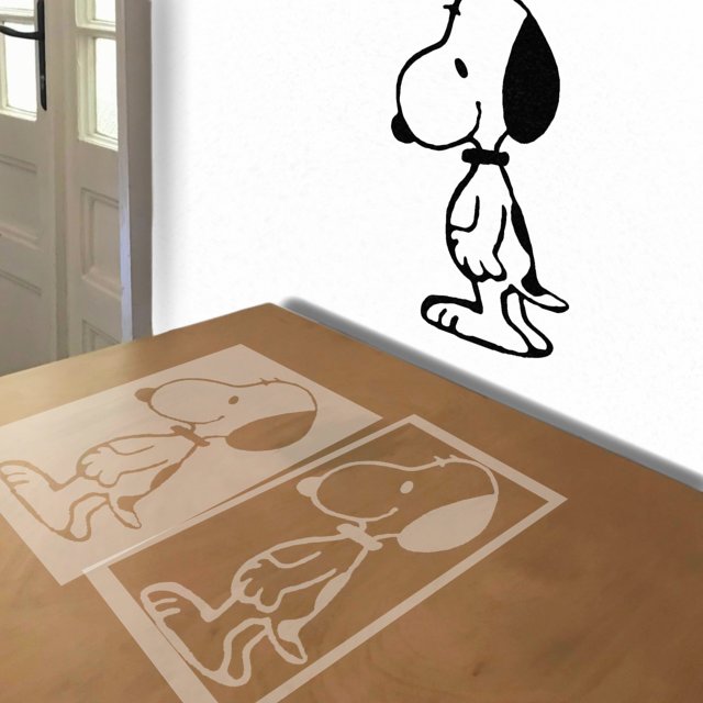 Snoopy stencil in 2 layers, simulated painting