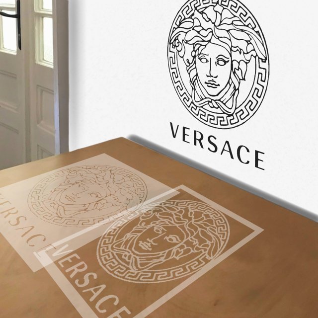 Versace stencil in 2 layers, simulated painting