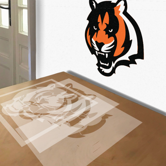 Cincinnati Bengals stencil in 3 layers, simulated painting