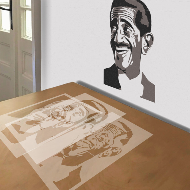 Sammy Davis Jr stencil in 3 layers, simulated painting