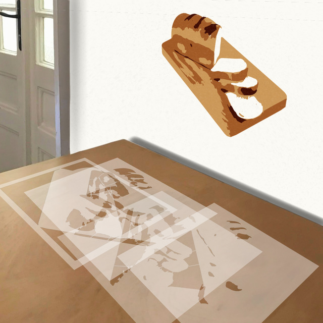 Bread stencil in 4 layers, simulated painting