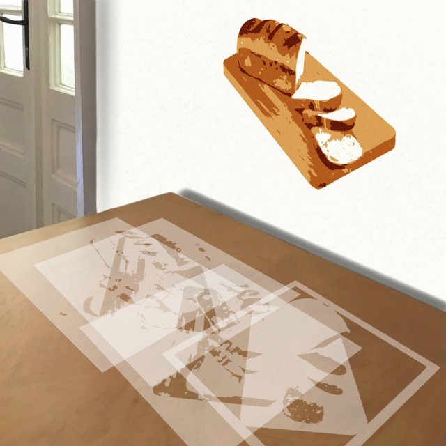 Bread stencil in 4 layers, simulated painting