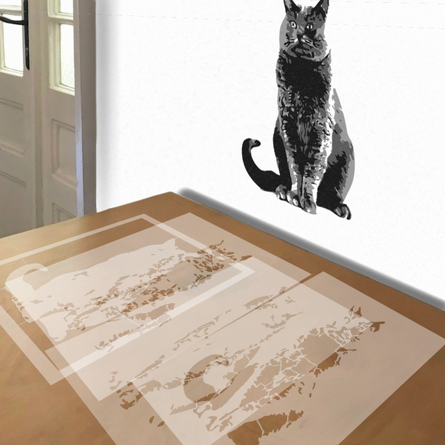 Simulated painting of stencil of Cat