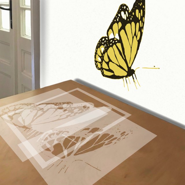 Butterfly stencil in 3 layers, simulated painting