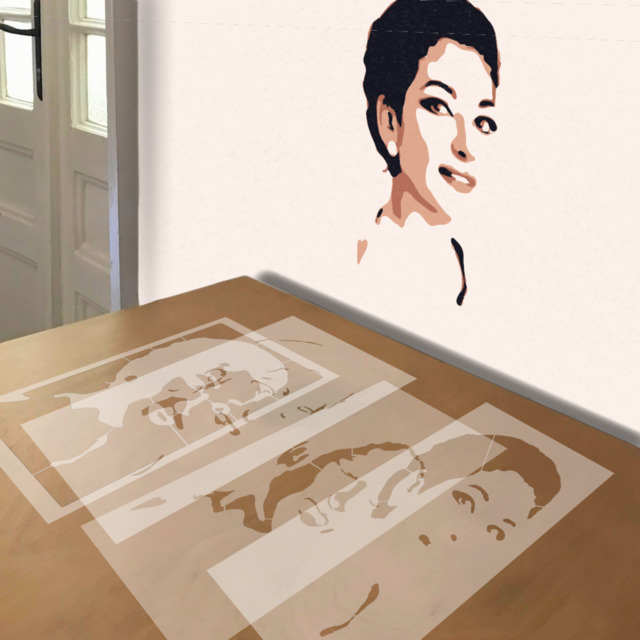 Maria Callas stencil in 4 layers, simulated painting