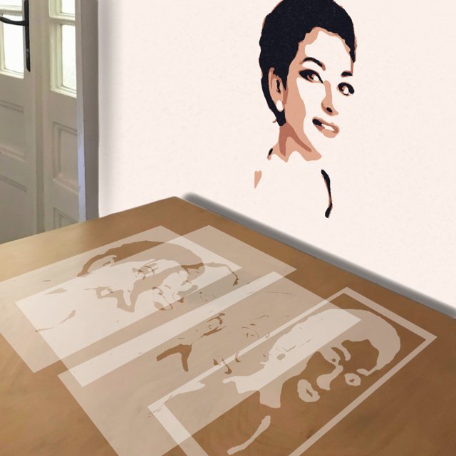 Maria Callas stencil in 4 layers, simulated painting