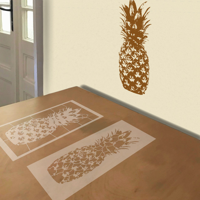Pineapple stencil in 2 layers, simulated painting