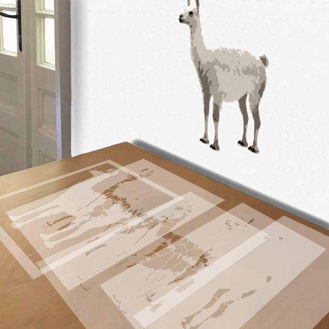 Alpaca stencil in 5 layers, simulated painting