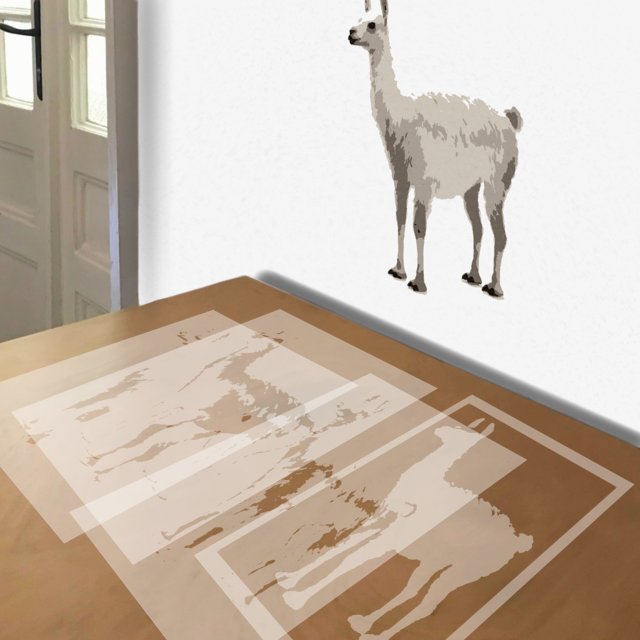 Alpaca stencil in 5 layers, simulated painting