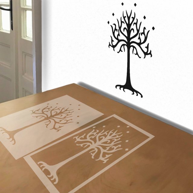 Tree of Gondor stencil in 2 layers, simulated painting