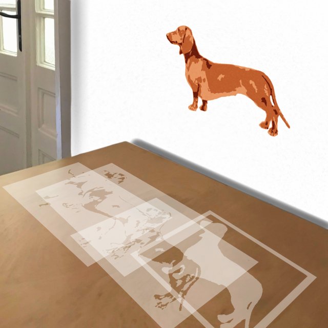 Dachshund Profile stencil in 4 layers, simulated painting