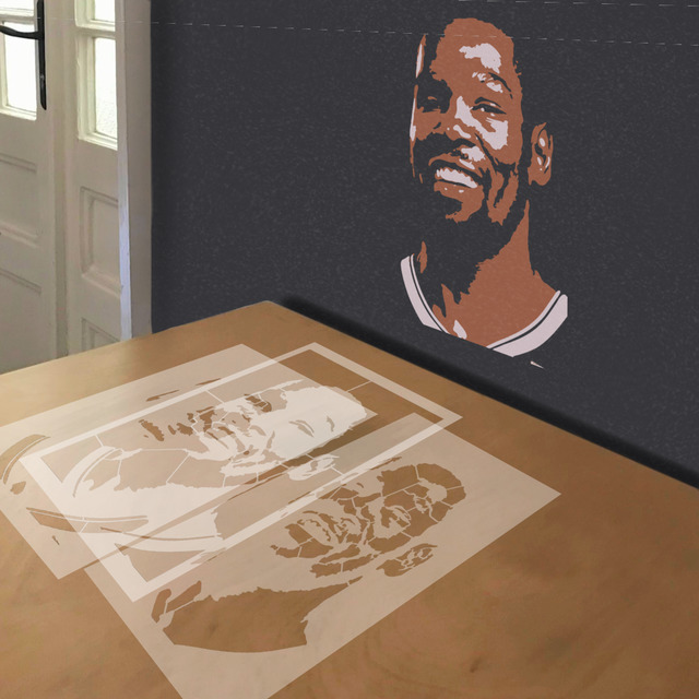 KD stencil in 3 layers, simulated painting