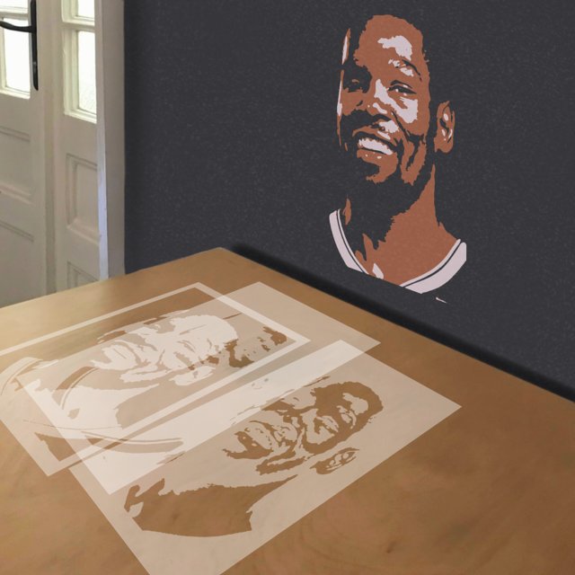 KD stencil in 3 layers, simulated painting