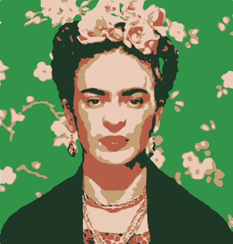 Stencil of Frida Kahlo in Green