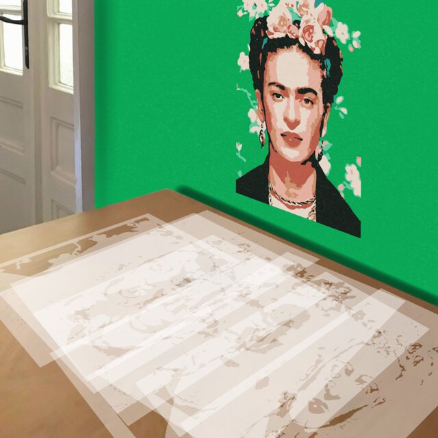 Simulated painting of stencil
