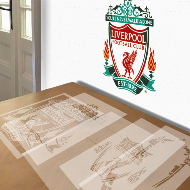 FC Liverpool stencil in 5 layers, simulated painting