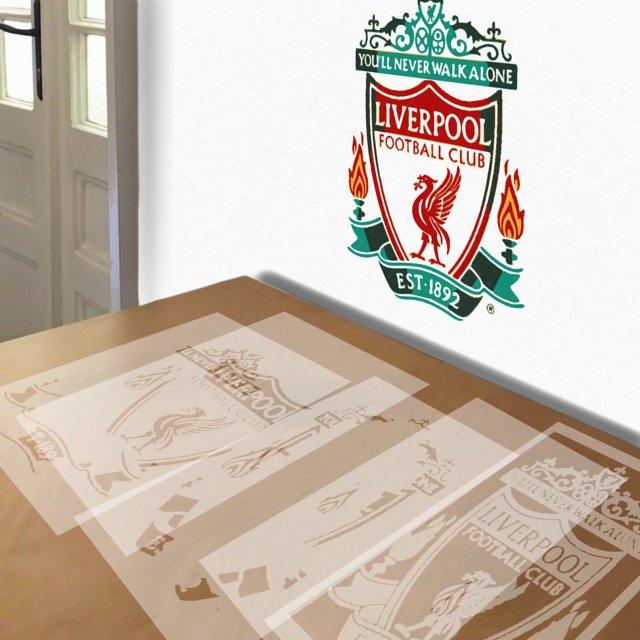 FC Liverpool stencil in 5 layers, simulated painting