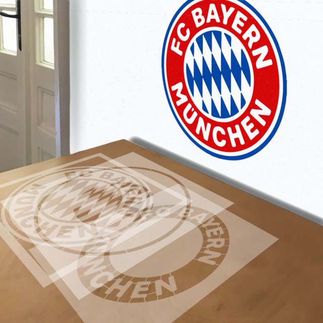 Bayern München FC stencil in 3 layers, simulated painting
