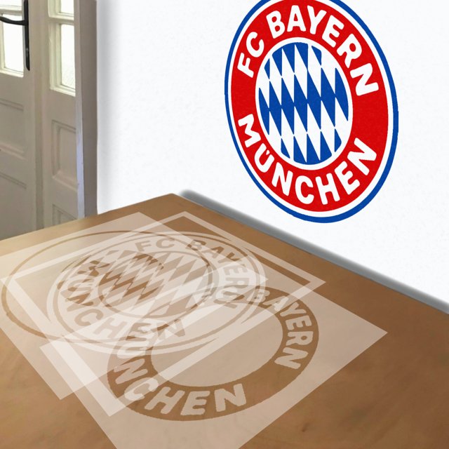 Bayern München FC stencil in 3 layers, simulated painting