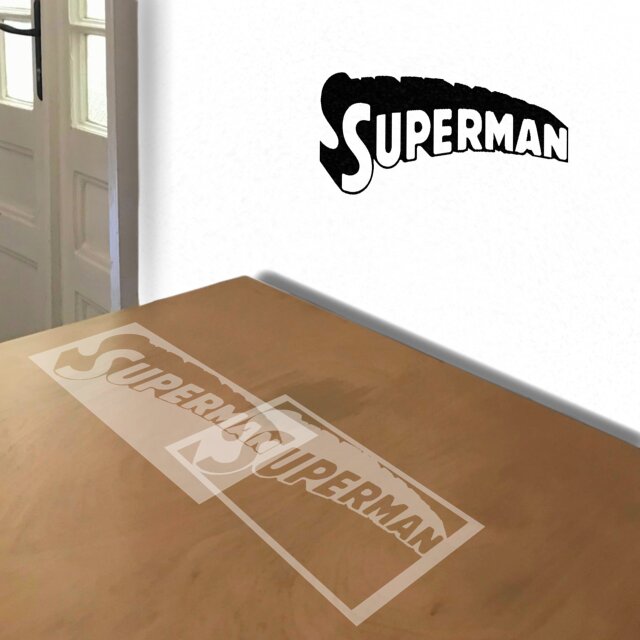 Superman Name Logo stencil in 2 layers, simulated painting