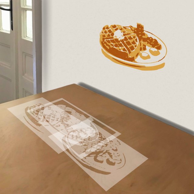 Breakfast stencil in 3 layers, simulated painting