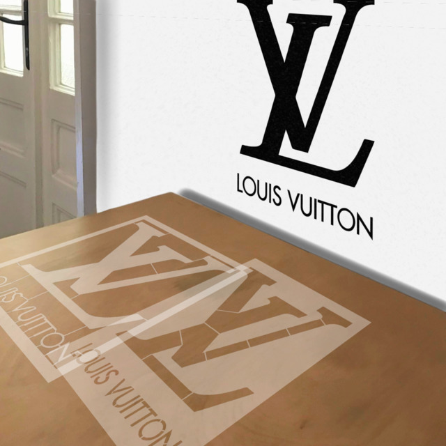 Louis Vuitton stencil in 2 layers, simulated painting
